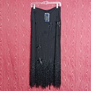 POLO RALPH LAUREN Black Long Beaded Skirt Women's Sz 6 NWT RETAIL PRICE $998